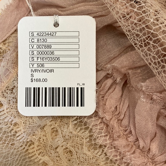 Free People One  NWT Ivory Tiered Ruffle Lace Mesh Boho Mini Dress Size Small - Picture 2 of 4